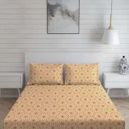 Layers California Geometric Brown 225 TC Cotton King Bed Sheet with 2 Pillow Covers-image-88