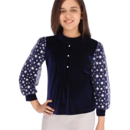 Cutecumber Kids Navy & White Printed Full Sleeves Top-image-59