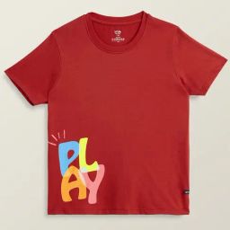 XY Life Kids Red Cotton Printed T-Shirt-image-2