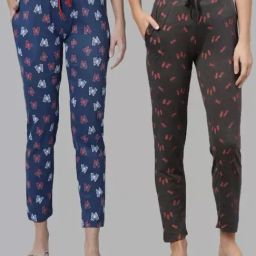 Kryptic Charcoal & Blue Printed Cotton Pyjamas - Pack of 2-image-59