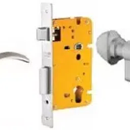 Dorset 60 mm Lever Handle Lock Set with Both Side Key Cylinder Silver Chrome ML SER OR image 1