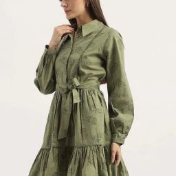 United Colors of Benetton Green Printed Casual Dress-image-89