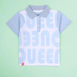 Kiddopanti Kids Light Blue Cotton Printed Polo Tee-picture-7