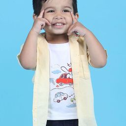 Polka Tots Boys Spread Collar Solid Cotton Casual Shirt-image-42