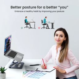 Portronics My Buddy K10 Portable Laptop Stand height adjustable. Blue image 3