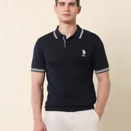 U.S. Polo Assn. Navy Cotton Slim Fit Polo T-Shirt-picture-3