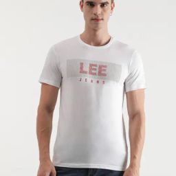 Lee White Cotton Slim Fit Printed T-Shirt-picture-29