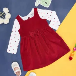 Pantaloons Baby Kids Maroon & White Cotton Printed Full Sleeves Dungaree Set-image-55