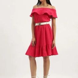United Colors of Benetton Pink Textured Pattern Casual Dress-image-59