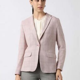 Van Heusen Pink Regular Fit Checks Blazer-image-84