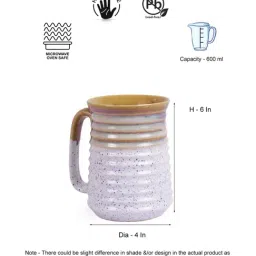 VarEesha Hand Crafted Studio Pottery White & Mustard Coffee Mugs (250 ml) - Set of 2 image 3