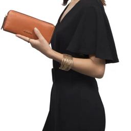 Hidesign Beth W2 Tan Leather Solid Zip Around Wallet-20