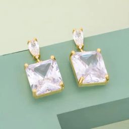 Kushal's Fashion Jewellery White Gold Polished Zircon Earring for Women-picture-1