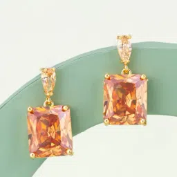 Kushal's Fashion Jewellery Champagne Gold Polished Zircon Earring for Women-picture-8