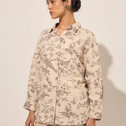 Zuba by Westside Beige Nature-Themed Cotton Ethnic Tunic-image-77