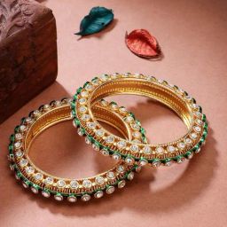 NVR Gold-Plated Kundan Studded Bangles Set of 2-33