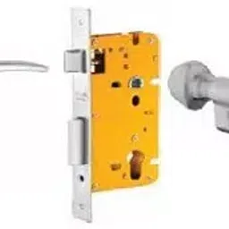 Dorset 70 mm Lever Handle Lock Set with Knob and Key Cylinder Stainless Steel ML LET OR image 1