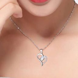 Peora Silver-Plated Letter B Heart Pendant Chain Necklace-image-83
