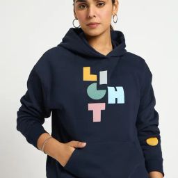 FEMMELLA Navy Blue Relaxed Fit Graphic Hooded Sweatshirt-image-29