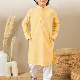 YK Boys Floral Embroidered Regular Chikankari Kurta with Patiala-33