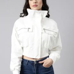 showoffff SHOWOFF White Regular Fit Bomber Jacket-picture-1