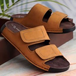 Hoversole Men's Tangerine Brown Cobalt Slide Sandals-image-67
