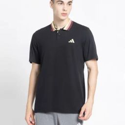 Adidas Black Cotton Regular Fit Sports Polo-image-73