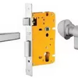 Dorset 60 mm Lever Handle Lock Set with Both Side Key Cylinder Silver Chrome ML AI OR image 1