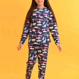 Anthrilo Kids Blue Cotton Printed Full Sleeves T-Shirt & Trouser-image-59