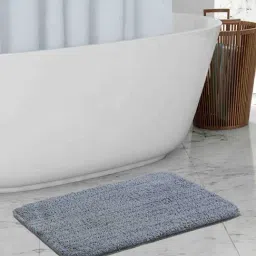 OBSESSIONS Grey Polyester Quick Dry & Anti Skid Bath Mat (Small)-picture-45