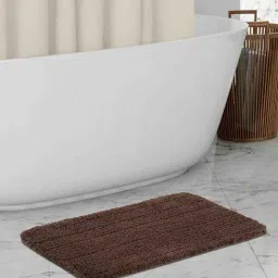 OBSESSIONS Chocolate Polyester Quick Dry & Anti Skid Bath Mat (Small)-picture-39