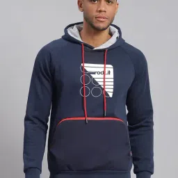 Rock.it Navy Blue Regular Fit Printed Hooded Sweatshirt-image-13