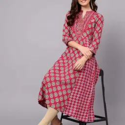 Cantabil Pink Regular Fit Printed Kurti image 5