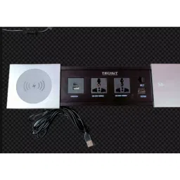 Techut Slide Out Cable Cubby with Wireless Charger, 2 Universal Power Socket, 2 USB Charger, 1 CAT6 Socket, 1 HDMI Socket, THT-1324 image 2