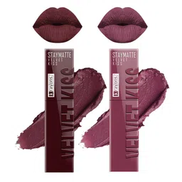 krayons Set Of 2 Velvet Kiss Liquid Lipstick 3.5 ml Each - Dusty Mauve 04-Burnt Maroon 02-12