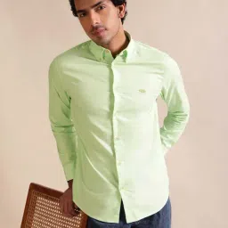 ANDAMEN Light Green Regular Fit Shirt-image-6