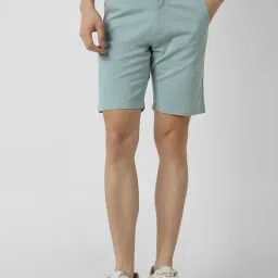 Peter England Blue Cotton Regular Fit Shorts-image-32