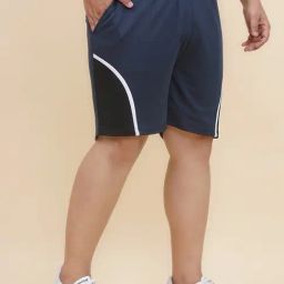 John Pride Navy Regular Fit Colour Block Shorts image 4