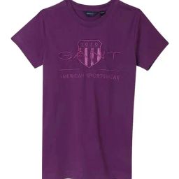 Gant Kids Purple Logo Print T-Shirt-image-14