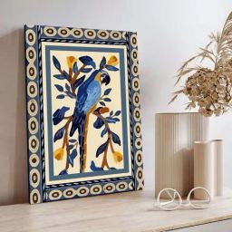 Art Street Blue Indian Parrot Stretched Canvas Wall Art-20