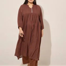 Diza by Westside Brown Pintuck Detailed A-Line Kurta-image-41