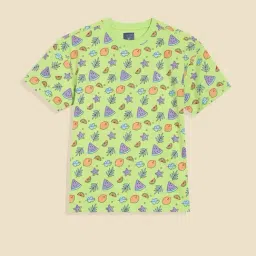 Allen Solly Boys Green Print Crew Neck T-shirt-image-15