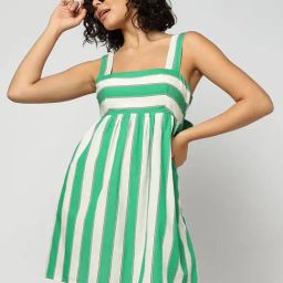 GAP Green Regular Fit Striped Dress-image-63