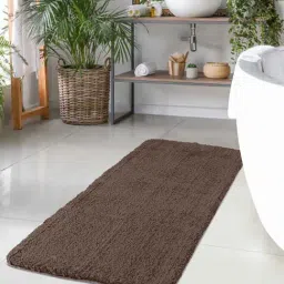 OBSESSIONS Chocolate Polyester Quick Dry & Anti Skid Bath Mat (Large)-picture-41