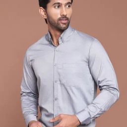 Indian Needle Grey Regular fit Solid Shirt-picture-19