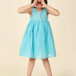 Fabindia Kids Blue Embroidered Dress-picture-28