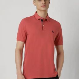 Van Heusen Red Cotton Regular Fit Polo T-Shirt-image-23