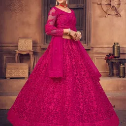 KALINI Embroidered Thread Work Semi-Stitched Lehenga & Unstitched Blouse With Dupatta image 4