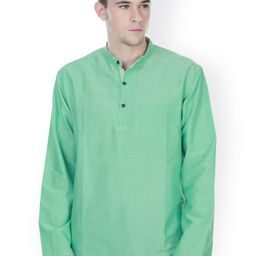 even Green Cotton Short Kurta-image-30