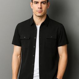 R.Code by The Roadster Lifestyle Co. Men Solid Spread Collar Cotton Casual Shirt-image-98